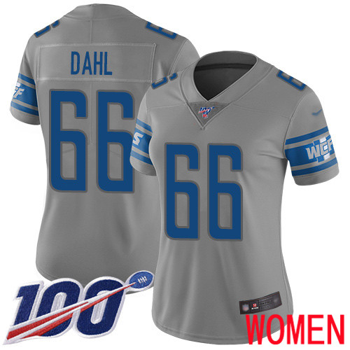 Detroit Lions Limited Gray Women Joe Dahl Jersey NFL Football #66 100th Season Inverted Legend->women nfl jersey->Women Jersey